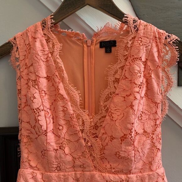 NBD Revolve Peach Eyelash Lace Mini Dress sz S EUC - Picture 2 of 5